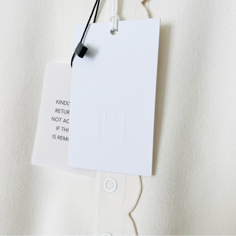 Revolve Helsa XS Elvira ribbed scalloped cardigan in ivory white - Picture 5 of 10